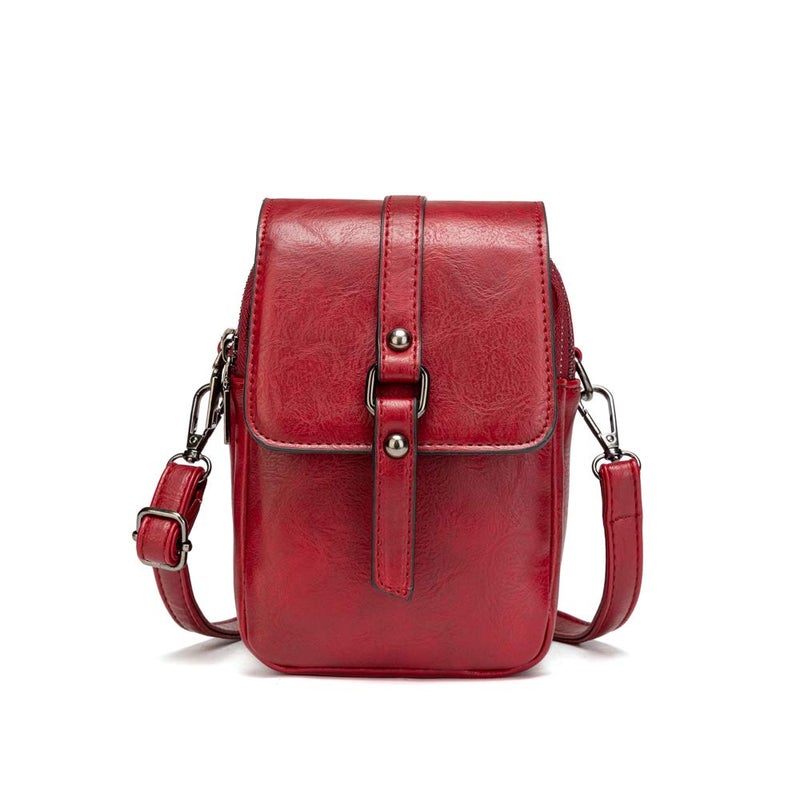 My Friday myfriday Vintage Crossbody Phone Bag for Women, Small Leather Shoulder Purse and Handbag with Tassel&Rivet Decoration - Image 1